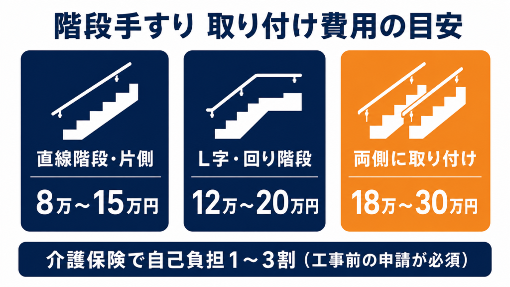 階段手すり取り付け費用の形状別目安