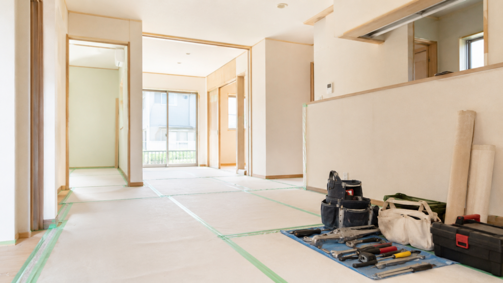 リフォーム工事中の養生と工具
