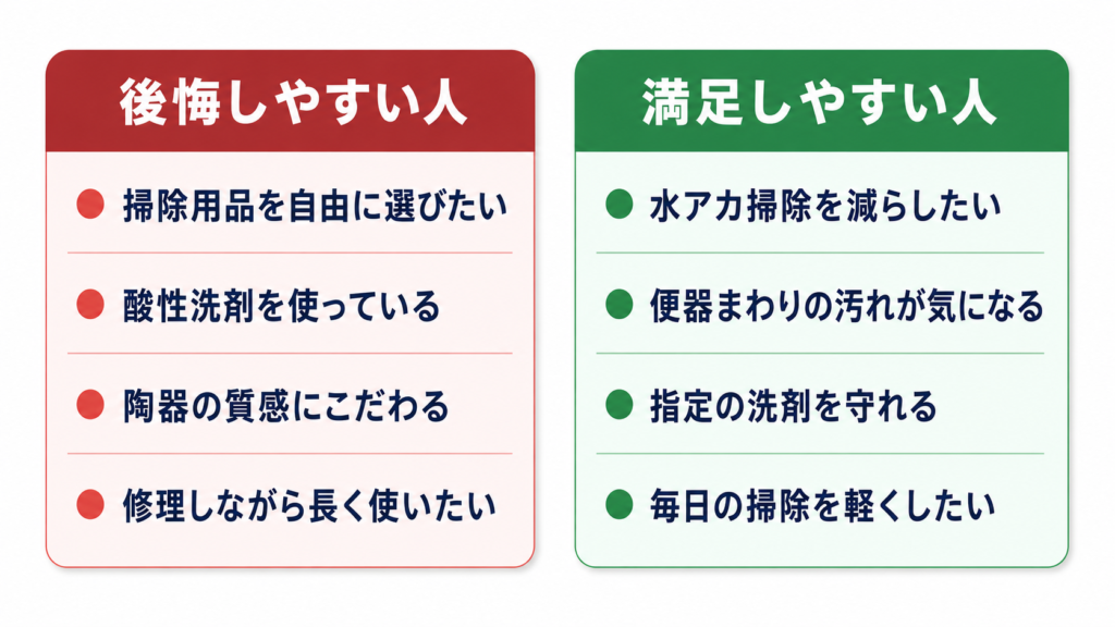 アラウーノで後悔しやすい人と満足しやすい人の比較図